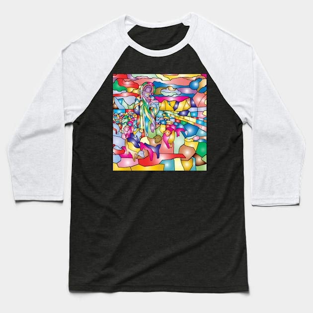 The Good Shepherd Colorful Mosaic Baseball T-Shirt by stadia-60-west